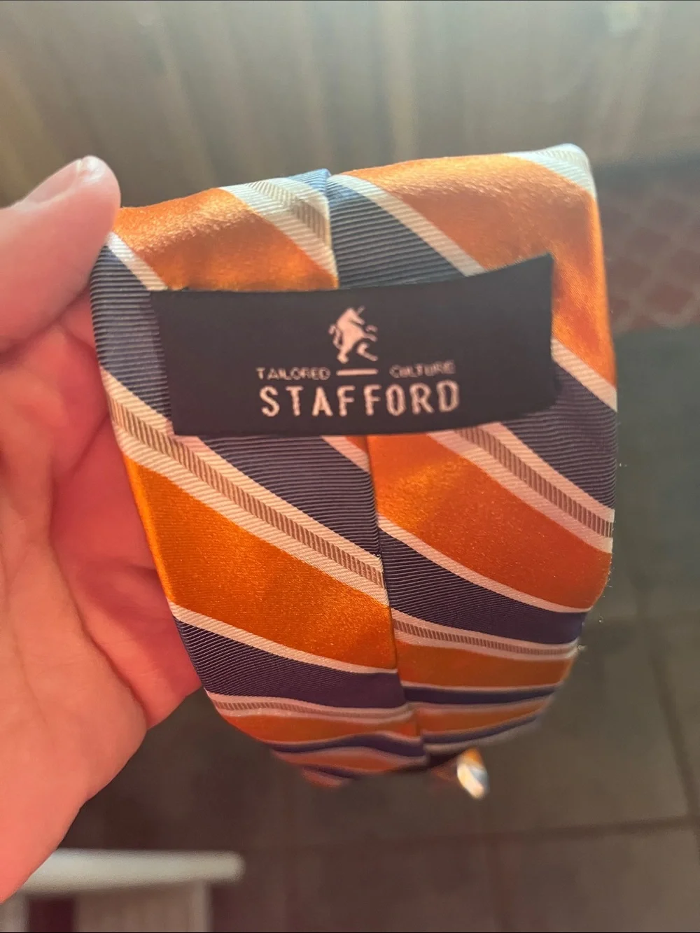 Striped Orange and Blue Men's Necktie
